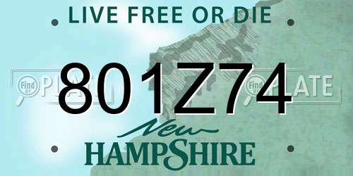 801Z74 New Hampshire License Plate