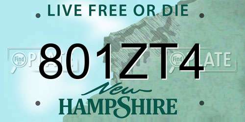 801ZT4 New Hampshire License Plate