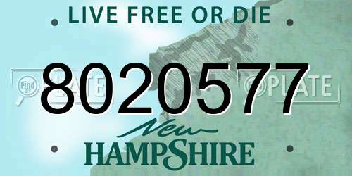 8020577 New Hampshire License Plate