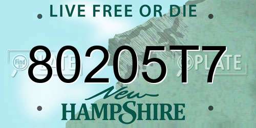 80205T7 New Hampshire License Plate