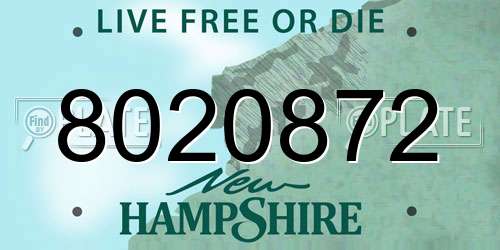 8020872 New Hampshire License Plate