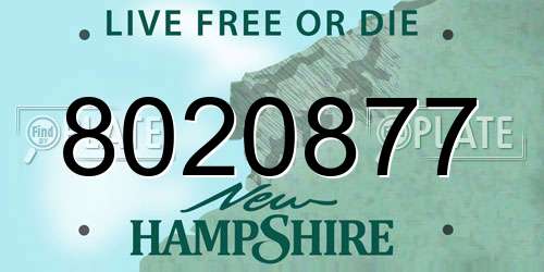 8020877 New Hampshire License Plate