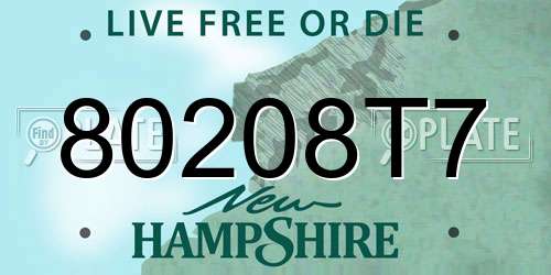80208T7 New Hampshire License Plate
