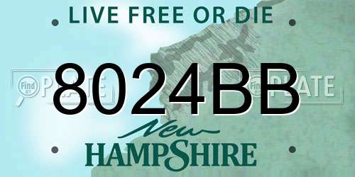 8024BB New Hampshire License Plate