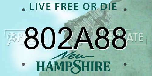 802A88 New Hampshire License Plate