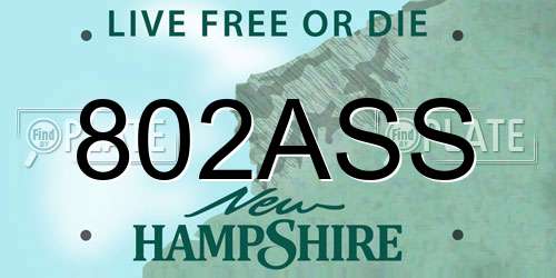 802ASS New Hampshire License Plate