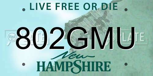 802GMU New Hampshire License Plate