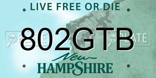 802GTB New Hampshire License Plate