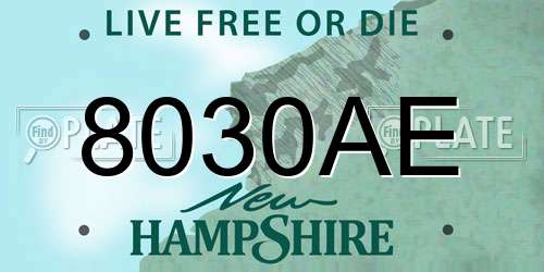 8030AE New Hampshire License Plate