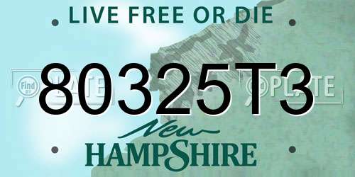 80325T3 New Hampshire License Plate