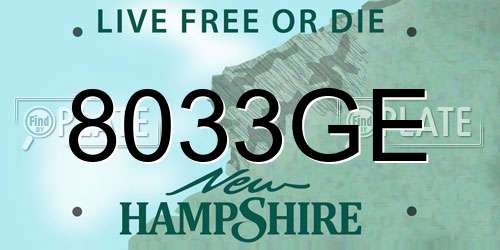 8033GE New Hampshire License Plate