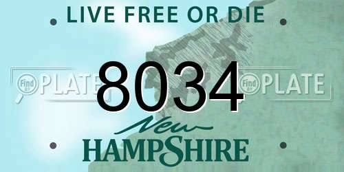 8034 New Hampshire License Plate