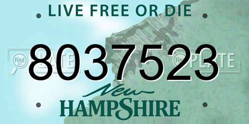 8037523 New Hampshire License Plate