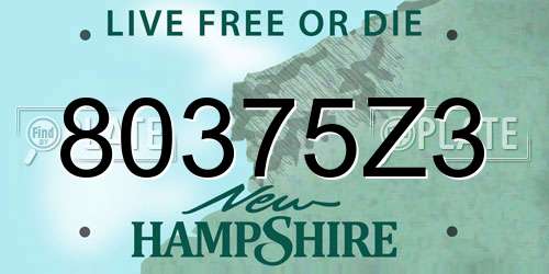 80375Z3 New Hampshire License Plate