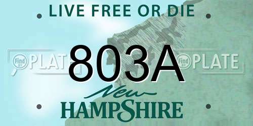 803A New Hampshire License Plate