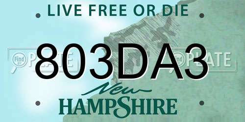 803DA3 New Hampshire License Plate