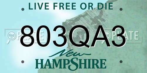 803QA3 New Hampshire License Plate
