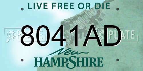 8041AD New Hampshire License Plate