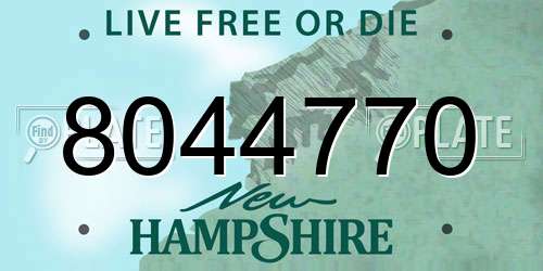 8044770 New Hampshire License Plate