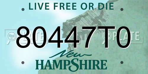80447T0 New Hampshire License Plate