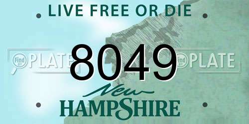 8049 New Hampshire License Plate