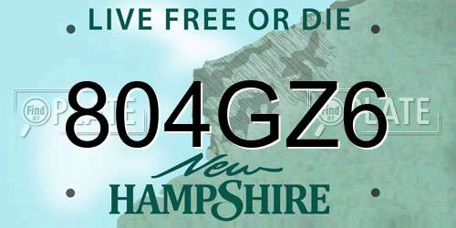 804GZ6 New Hampshire License Plate