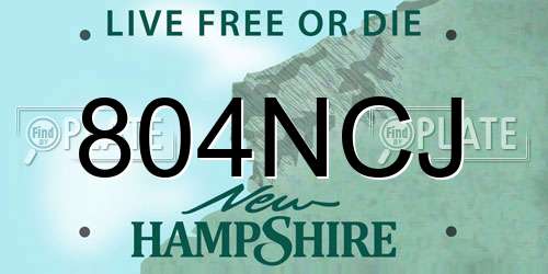 804NCJ New Hampshire License Plate