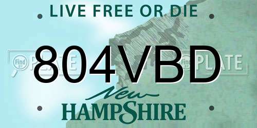 804VBD New Hampshire License Plate