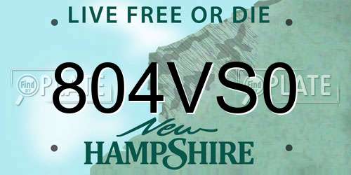 804VS0 New Hampshire License Plate