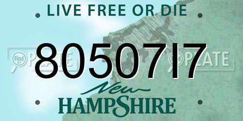 80507I7 New Hampshire License Plate