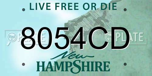 8054CD New Hampshire License Plate