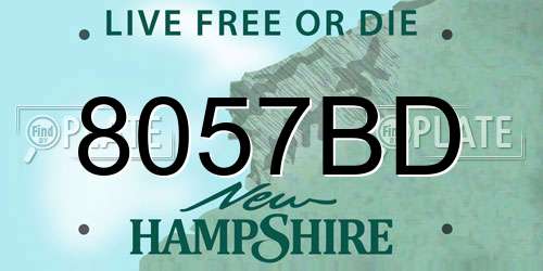 8057BD New Hampshire License Plate