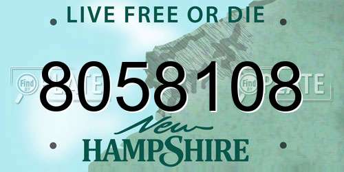 8058108 New Hampshire License Plate