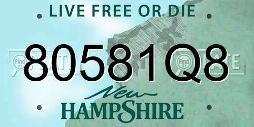 80581Q8 New Hampshire License Plate