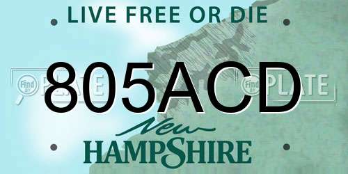 805ACD New Hampshire License Plate