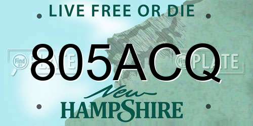 805ACQ New Hampshire License Plate