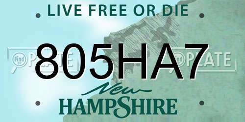 805HA7 New Hampshire License Plate