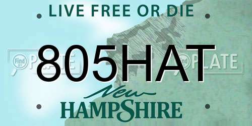 805HAT New Hampshire License Plate