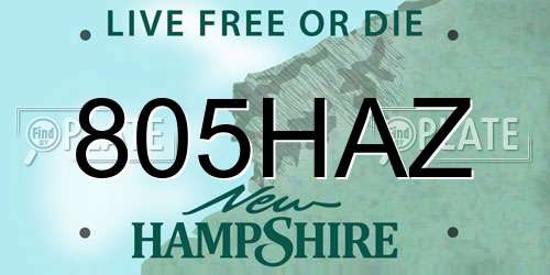 805HAZ New Hampshire License Plate