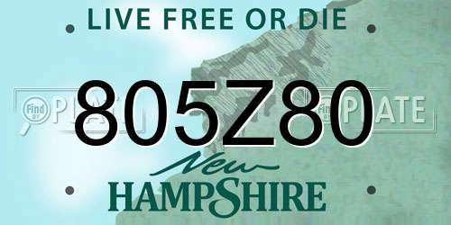805Z80 New Hampshire License Plate