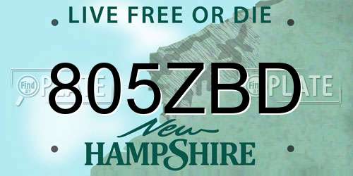 805ZBD New Hampshire License Plate