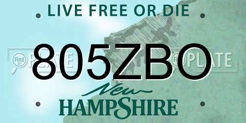 805ZBO New Hampshire License Plate