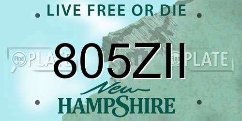 805ZII New Hampshire License Plate