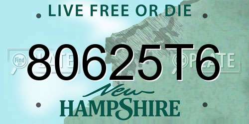 80625T6 New Hampshire License Plate