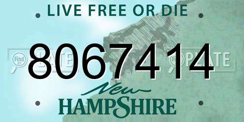 8067414 New Hampshire License Plate