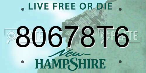 80678T6 New Hampshire License Plate