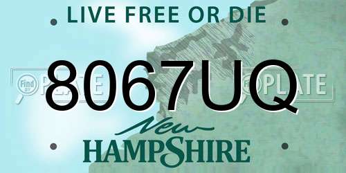 8067UQ New Hampshire License Plate