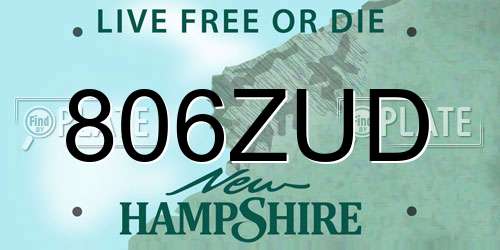 806ZUD New Hampshire License Plate