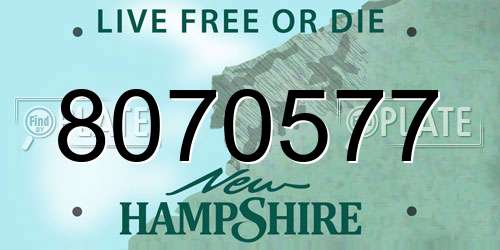 8070577 New Hampshire License Plate