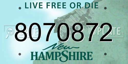 8070872 New Hampshire License Plate